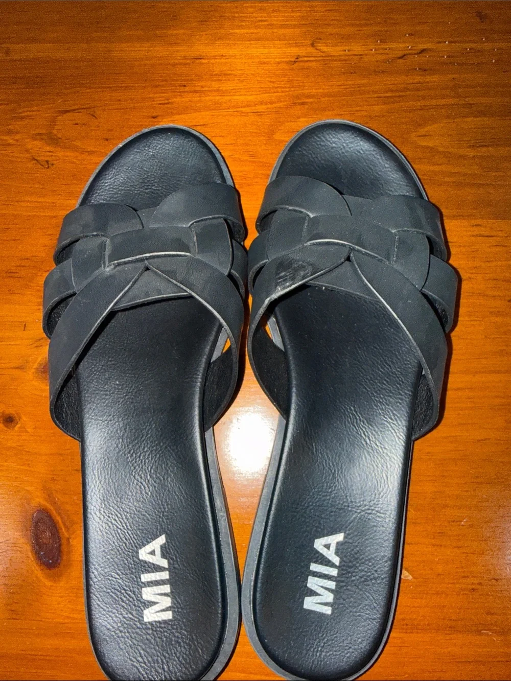 MIA Black Woven Slide Sandals